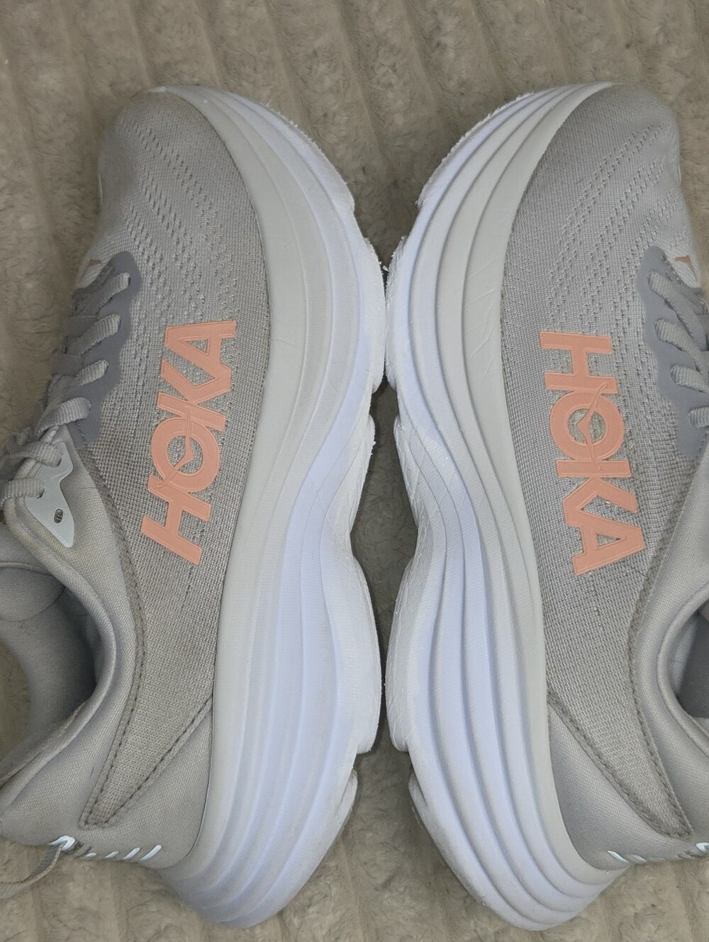 HOKA Bondi 8 Women's Running Shoes Gray Rose Gold Athletic Sneakers Size 7 B - Picture 7 of 9